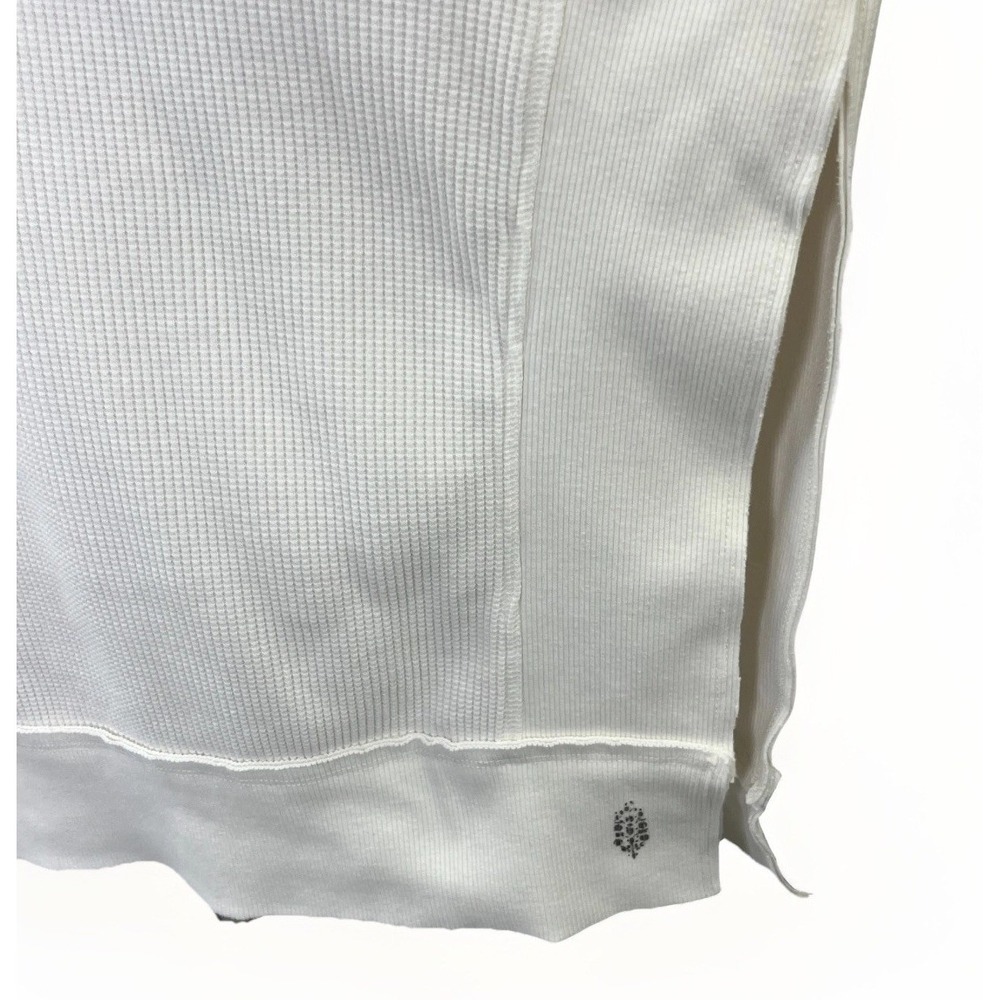 Free People Movement White Thermal Waffle Knit Hoodie Sz M Athleisure Beach - Picture 4 of 10